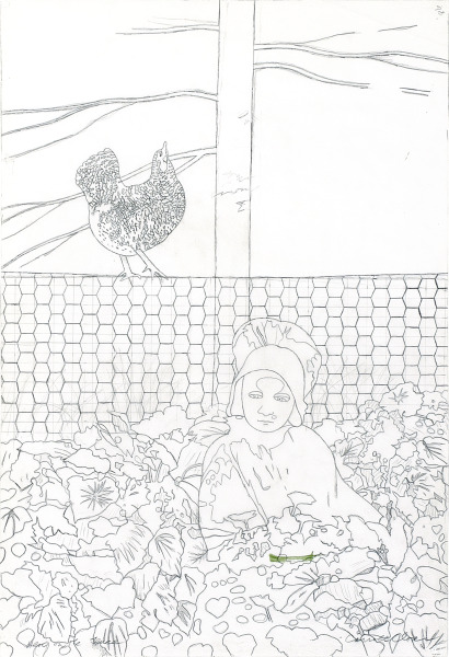 Study for “Hen on the Fence”
