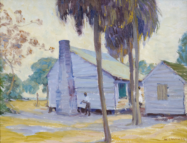 Savannah Area Landscape with Cabin and Palm Trees