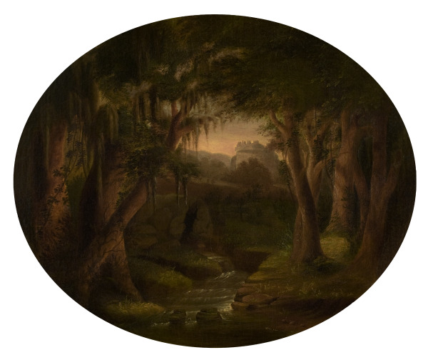 Untitled (Landscape with Mossy Trees and Distant Ruins)