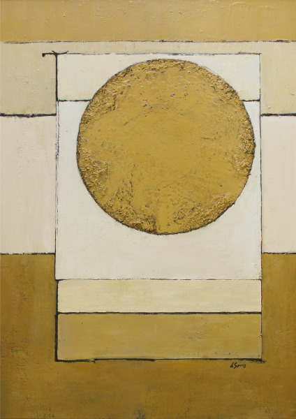 Untitled (Yellow Circle on White Block)