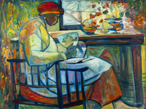 Profile Portrait of a Woman Reading a Bible