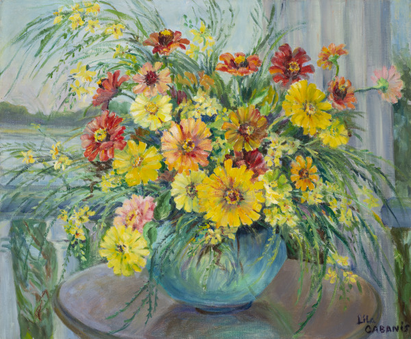 Zinnias in Vase
